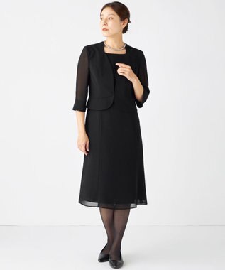 自由区 FORMAL 【洗える/着心地楽々】セオプラスエス ウォッシャブル ワンピース ブラック系