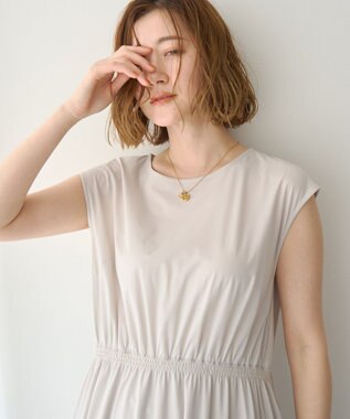 YECCA VECCA 【UVカット/接触冷感/遮熱】ギャザーロングワンピース Light Beige