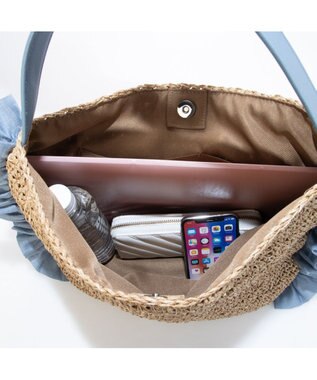 UNBILLION カシュカシュ cachecache / サイドフリルワンンハンドルトート カゴバッグ ブルー