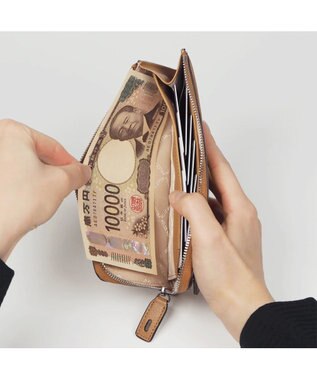 PELLE BORSA メッシュL字ファスナーコンパクト長財布 Chrono Weave クロノウィーブ 5843 キャメル