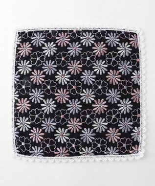TOCCA EMBROIDERY FLOWER GAUZE  ガーゼハンカチ ブラック系
