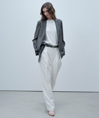 BEIGE， ZEPHYR / ベルト付き 2タックワイドパンツ Ecru