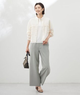 J.PRESS LADIES 【洗える】コットンリネンジャージー ポロ カットソー ホワイト系