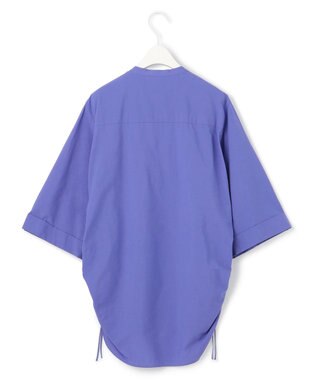 ICB 【洗える】コットンモダールローン バンドカラーシャツ ブルーベリー系