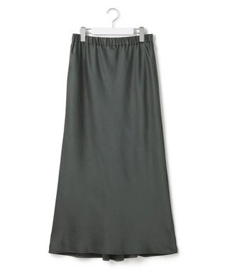 23区 L 【洗える】テクスチャーサテン ナロー スカート グレー系