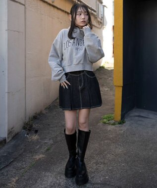 WEGO デニムプリーツミニスカート デニムブラック