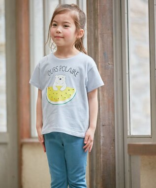ANY KIDS 接触冷感 ミラクルプリント Tシャツ サックスブルー×スイカ