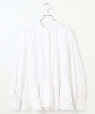 #Newans 【シワになりにくい/洗濯機可能】ダブルフリルヘムシャツ ホワイト