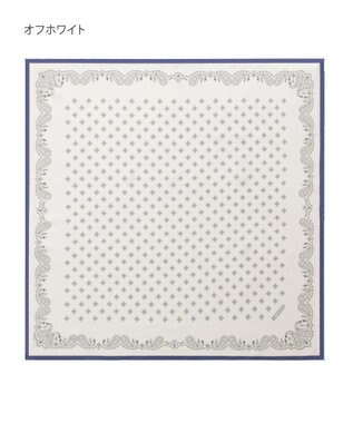 MOONBAT 【シルク100%】MACKINTOSH PHILOSOPHY(マッキントッシュ フィロソフィー）幾何柄 シルクプリントスカーフ 日本製 68cm×68cm UV対策 オフホワイト