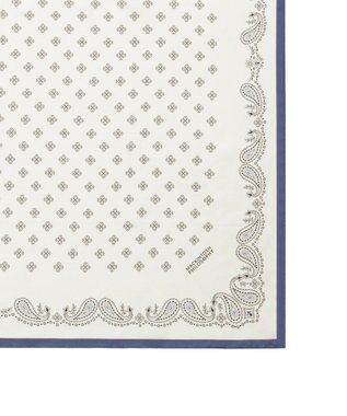 MOONBAT 【シルク100%】MACKINTOSH PHILOSOPHY(マッキントッシュ フィロソフィー）幾何柄 シルクプリントスカーフ 日本製 68cm×68cm UV対策 オフホワイト