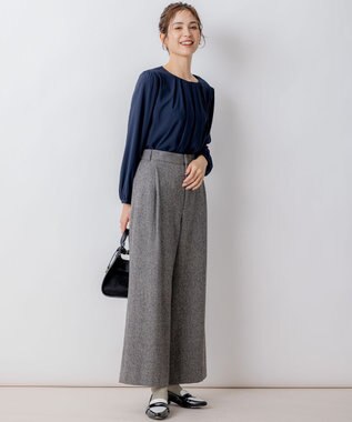 組曲 S ネコアシツィード ワイドパンツ グレー系