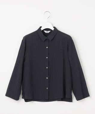 J.PRESS LADIES 【洗える・吸水速乾】トリオシアーチェック シャツ ネイビー系