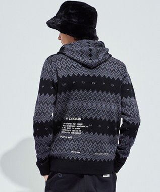 PW CIRCULUS 【手洗い可】【MEN】フェアアイルニットフーディ ブラック系5