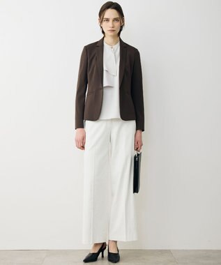 ICB L ストレッチジョーゼット ラッフルディテールブラウス トープ