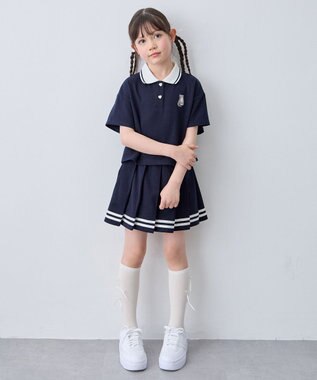 ANY KIDS 【洗濯機可能/吸汗速乾】ドライタッチ ショート丈ポロシャツ ネイビー