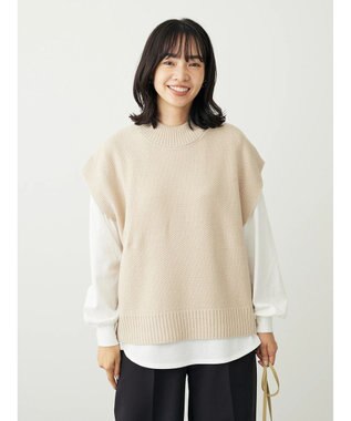 Green Parks ＳＥＴ２点モックネックカノコベスト＋ロンＴＥＥ Light Beige