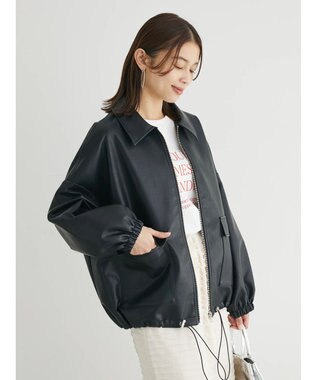 Green Parks ・ＥＬＥＮＣＡＲＥ　ＤＵＥ　合皮ステンカラーブルゾン Black