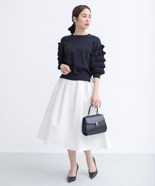 組曲 フラワージャカード フレアスカート パールホワイト系