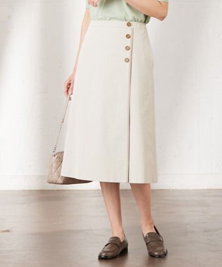 J.PRESS LADIES 【洗える・吸水速乾・接触冷感】リネンツイル スカート アイボリー系