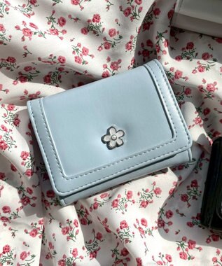 WEGO フラワーガマ口ウォレット サックス