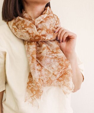 ORuKuBET FLOWER WOOL STOLE ブラウン