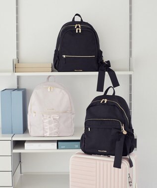 Maison de FLEUR 撥水加工レースアップリボンリュック Grayish Pink