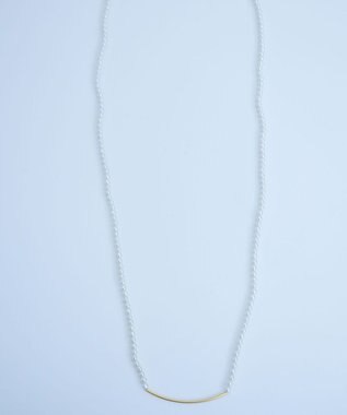 monshiro 【2WAY/ヴィンテージパール】ラインバーグラスパールロング ネックレス ホワイト×ゴールド