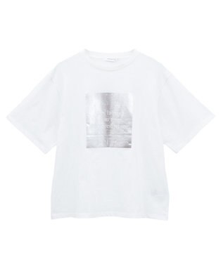 AMERICAN HOLIC ボックスロゴ箔プリントＴシャツ Off White
