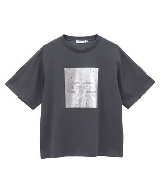 AMERICAN HOLIC ボックスロゴ箔プリントＴシャツ Charcoal Gray