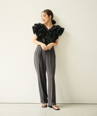 #Newans ラッフルフリルブラウス ブラック