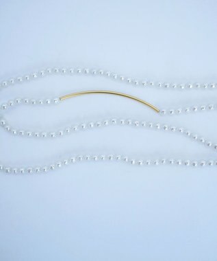 monshiro 【2WAY/ヴィンテージパール】ラインバーグラスパールロング ネックレス ホワイト×ゴールド