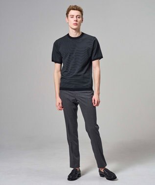 JOSEPH HOMME 【新柄】リュクスレーヨンボーダー　クルーネック半袖ニット グレー系1