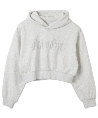 WEGO ラインストーンショートプルパーカー ライトグレー