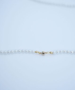 monshiro 【2WAY/ヴィンテージパール】ラインバーグラスパールロング ネックレス ホワイト×ゴールド