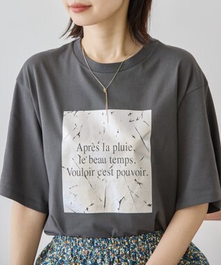 AMERICAN HOLIC ボックスロゴ箔プリントＴシャツ Charcoal Gray