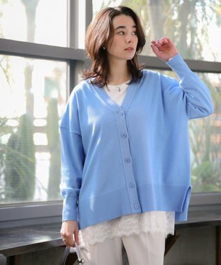 Green Parks ここちニットＶネックカーディガン Blue