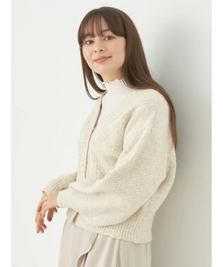 earth music&ecology ラメスラブニットカーディガン Off White