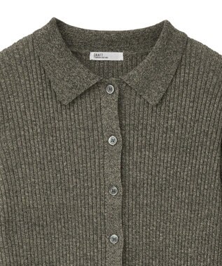 CRAFT STANDARD BOUTIQUE ミックスカラーポロ襟ニットカーディガン Gray