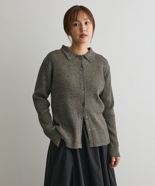 CRAFT STANDARD BOUTIQUE ミックスカラーポロ襟ニットカーディガン Gray