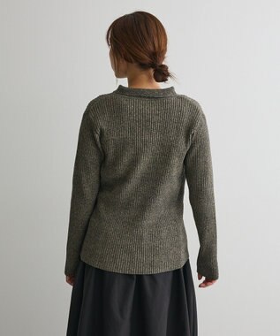 CRAFT STANDARD BOUTIQUE ミックスカラーポロ襟ニットカーディガン Gray