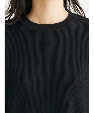 Green Parks とろみ布帛ドッキングニットチュニック Black