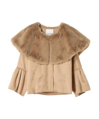 Green Parks ■ＥＳＣＡＲ　フラッフィーケープ付ショートコート Beige