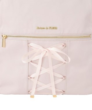 Maison de FLEUR 撥水加工レースアップリボンリュック Grayish Pink