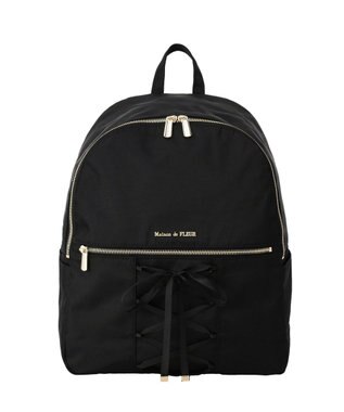 Maison de FLEUR 撥水加工レースアップリボンリュック Black