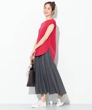 ANY 【ウエストゴム】シャンブレーライク スカート チャコール