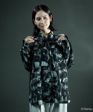 Green Parks ＦＡＮＴＡＳＩＡ／総柄ボウタイブラウス Black