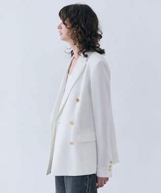 BEIGE， 【洗える・大人百花 春号掲載】JASMINE / ゴールドボタンダブルジャケット Ecru