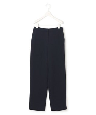 ICB L 【洗える】 ダブルクロスクレープ ストレートパンツ ネイビー系