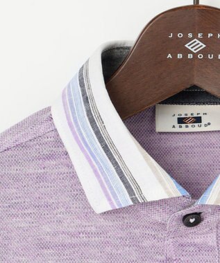 JOSEPH ABBOUD 【リネン素材/吸水速乾/日本素材】リネンハニカム ダディ ポロシャツ ライラック×ストライプ