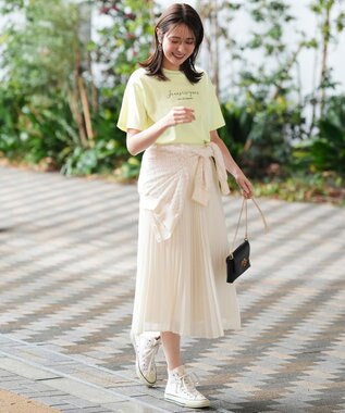 ANY SIS ビジュープリント Ｔシャツ ライム